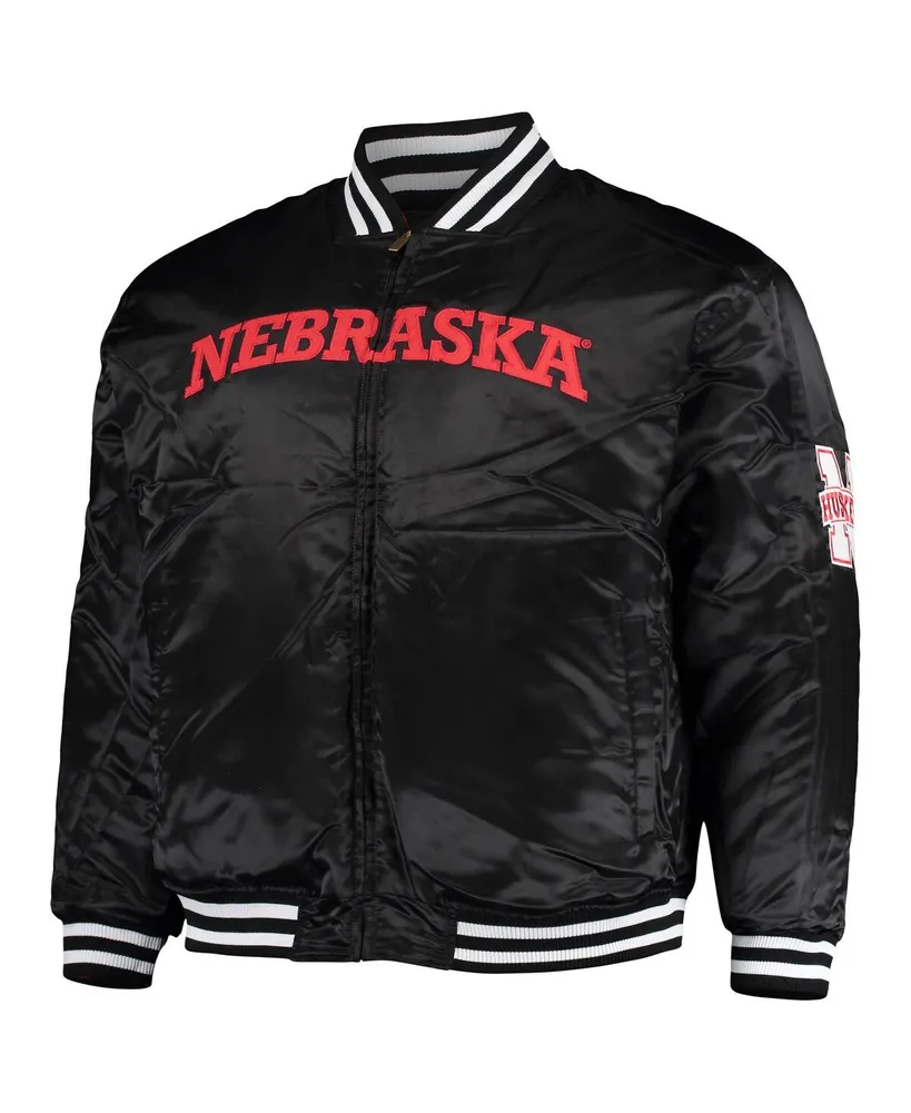 Men's Scarlet, Black Nebraska Huskers Big and Tall Reversible Satin Full-Zip Jacket
