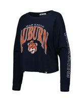 Women's '47 Brand Navy Auburn Tigers Parkway Ii Cropped Long Sleeve T-shirt