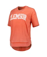 Women's Pressbox Orange Distressed Clemson Tigers Arch Poncho T-shirt