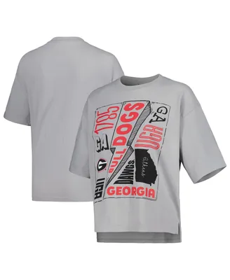 Women's Pressbox Silver Georgia Bulldogs Rock & Roll School of Rock T-shirt