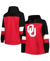 Women's Crimson Oklahoma Sooners Plus Color-Block Pullover Hoodie