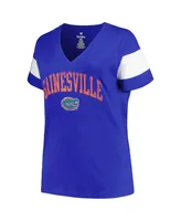 Women's Profile Heather Royal Florida Gators Plus Arched City Sleeve Stripe V-Neck T-shirt