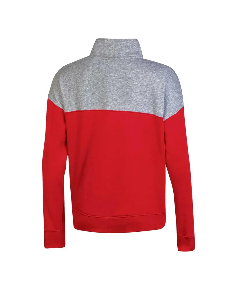 Women's Champion Red Georgia Bulldogs Color-Blocked Quarter-Zip Sweatshirt