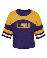 Big Girls Purple Distressed Lsu Tigers Sunday Friday Sleeve Stripe Jersey T-shirt