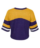 Big Girls Purple Distressed Lsu Tigers Sunday Friday Sleeve Stripe Jersey T-shirt