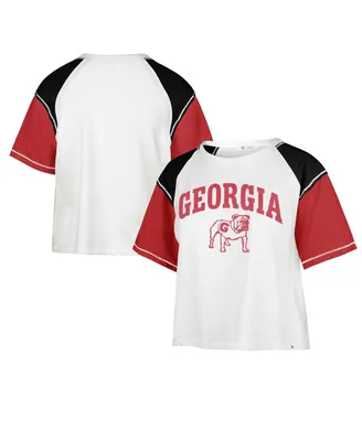 Women's '47 Brand White Distressed Georgia Bulldogs Serenity Gia Cropped T-shirt