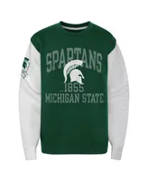 Big Boys Green Michigan State Spartans Color Block Fleece Pullover Sweatshirt