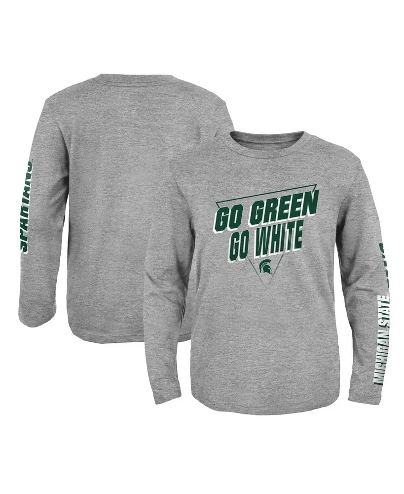 Big Boys Heather Gray Michigan State Spartans 2-Hit For My Team Long Sleeve T-shirt