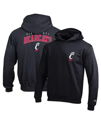 Big Boys Champion Black Cincinnati Bearcats Powerblend Two-Hit Pullover Hoodie