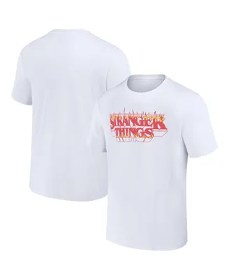 Men's and Women's Mad Engine White Stranger Things Fire Logo T-shirt
