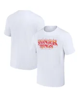 Men's and Women's Mad Engine White Stranger Things Fire Logo T-shirt