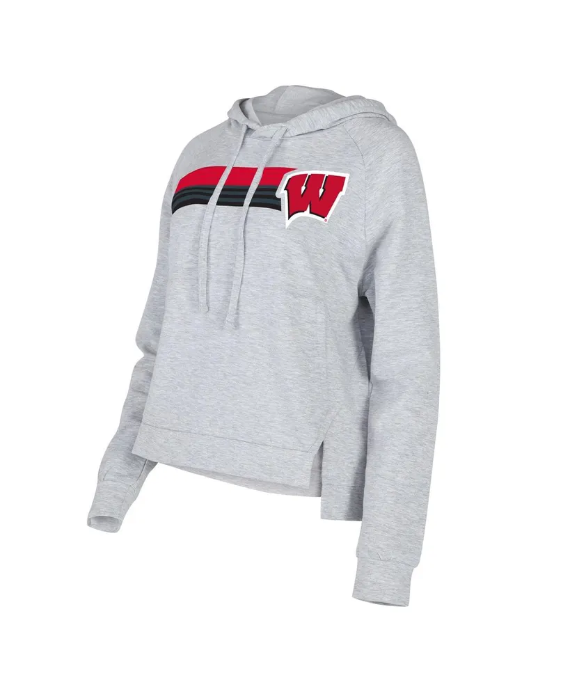 Women's Concepts Sport Gray Wisconsin Badgers Cedar Tri-Blend Raglan Pullover Hoodie