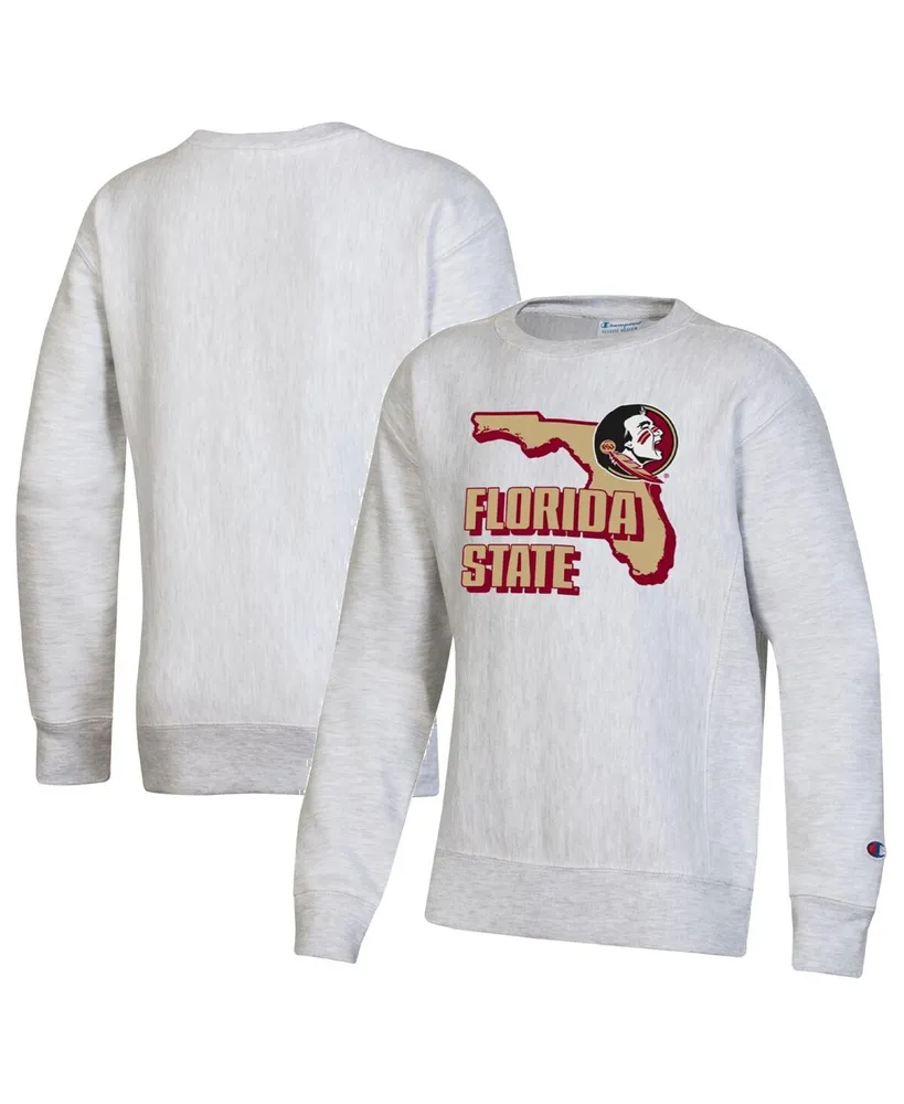 Big Boys Champion Heather Gray Florida State Seminoles Reverse Weave Pullover Sweatshirt