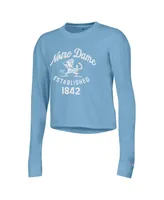 Women's Champion Blue Notre Dame Fighting Irish Boyfriend Cropped Long Sleeve T-shirt