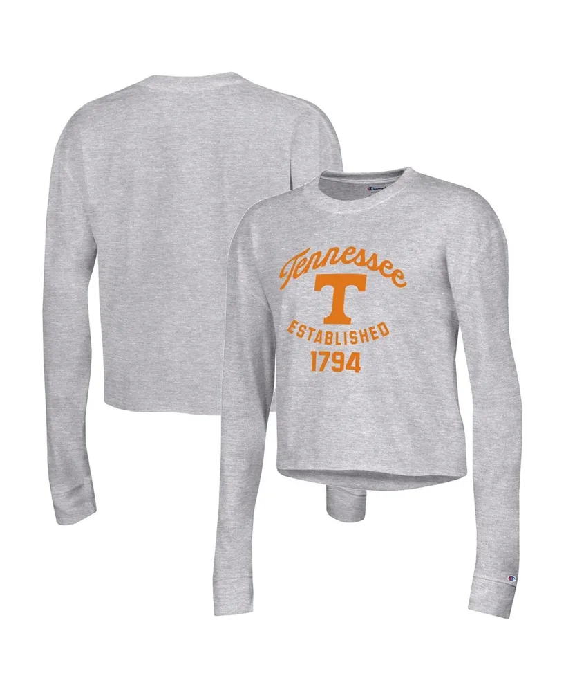 Women's Champion Gray Tennessee Volunteers Boyfriend Cropped Long Sleeve T-shirt