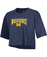 Women's Champion Heather Navy Michigan Wolverines Boyfriend Cropped T-shirt