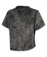 Women's Black Distressed Kentucky Wildcats Vintage-Like Wash Milky Silk Cropped T-shirt