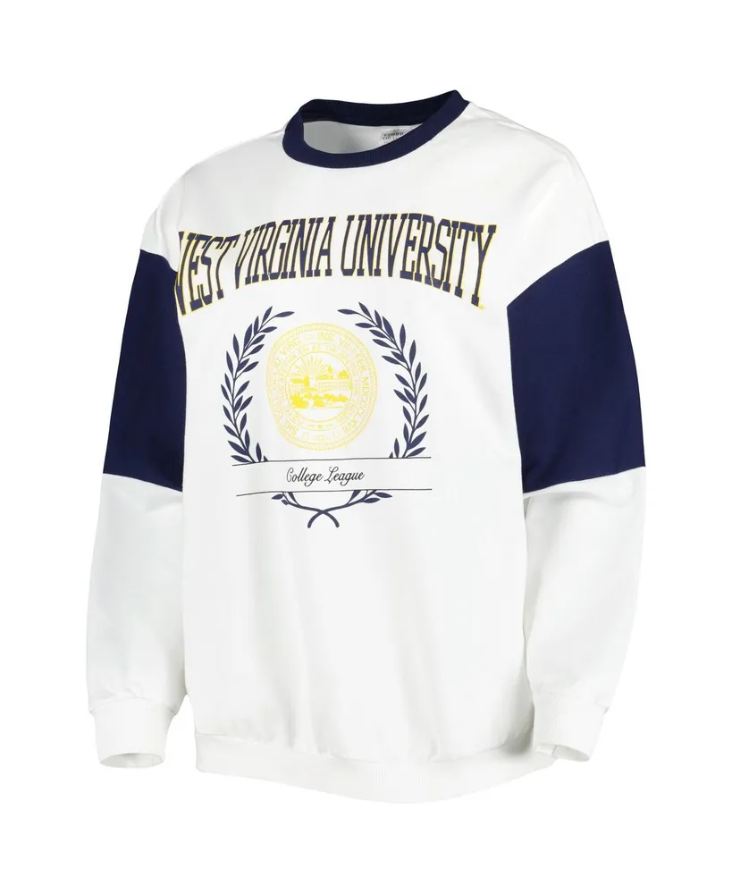 Women's Gameday Couture White West Virginia Mountaineers It's A Vibe Dolman Pullover Sweatshirt