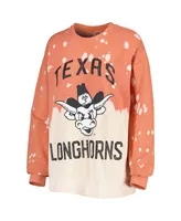 Women's Gameday Couture Texas Orange Distressed Texas Longhorns Twice As Nice Faded Dip-Dye Pullover Long Sleeve Top