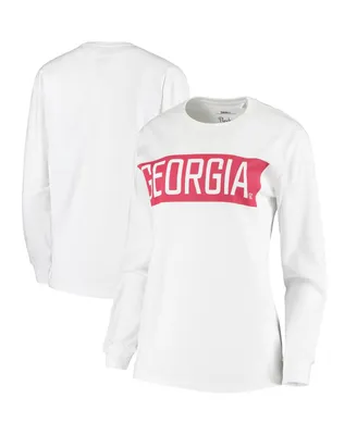 Women's Pressbox White Georgia Bulldogs Big Block Whiteout Long Sleeve T-shirt