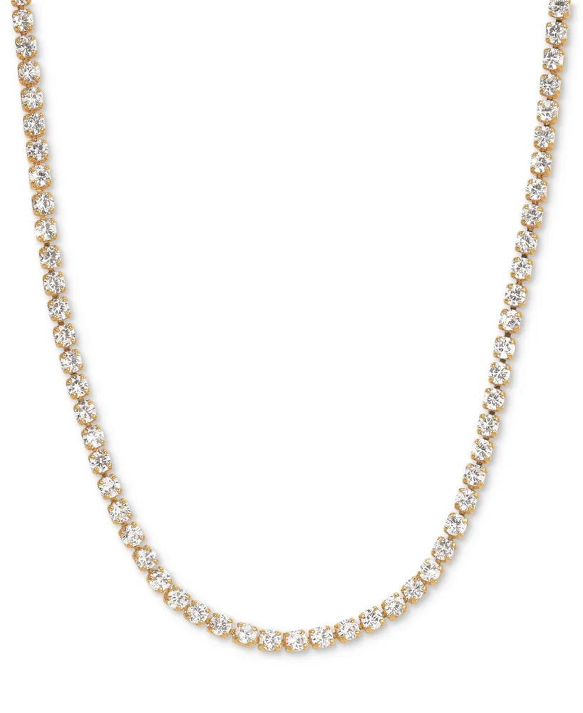 Girls Crew 18k Gold-Plated Crystal Tennis Necklace, 14" + 3" extender