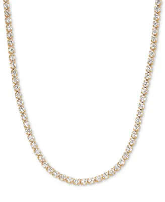 Girls Crew 18k Gold-Plated Crystal Tennis Necklace, 14" + 3" extender