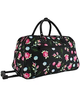 World Traveler Floral 21-Inch Carry-On Rolling Duffel Bag