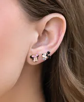 Girls Crew 18k Gold-Plated Color Crystal Mickey & Minnie Mismatch Stud Earrings