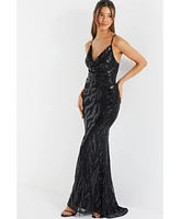 Quiz Women's Sequin Cross Back Evening Dress