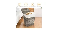 Foldable Hand-woven Laundry Basket with Removable Liner