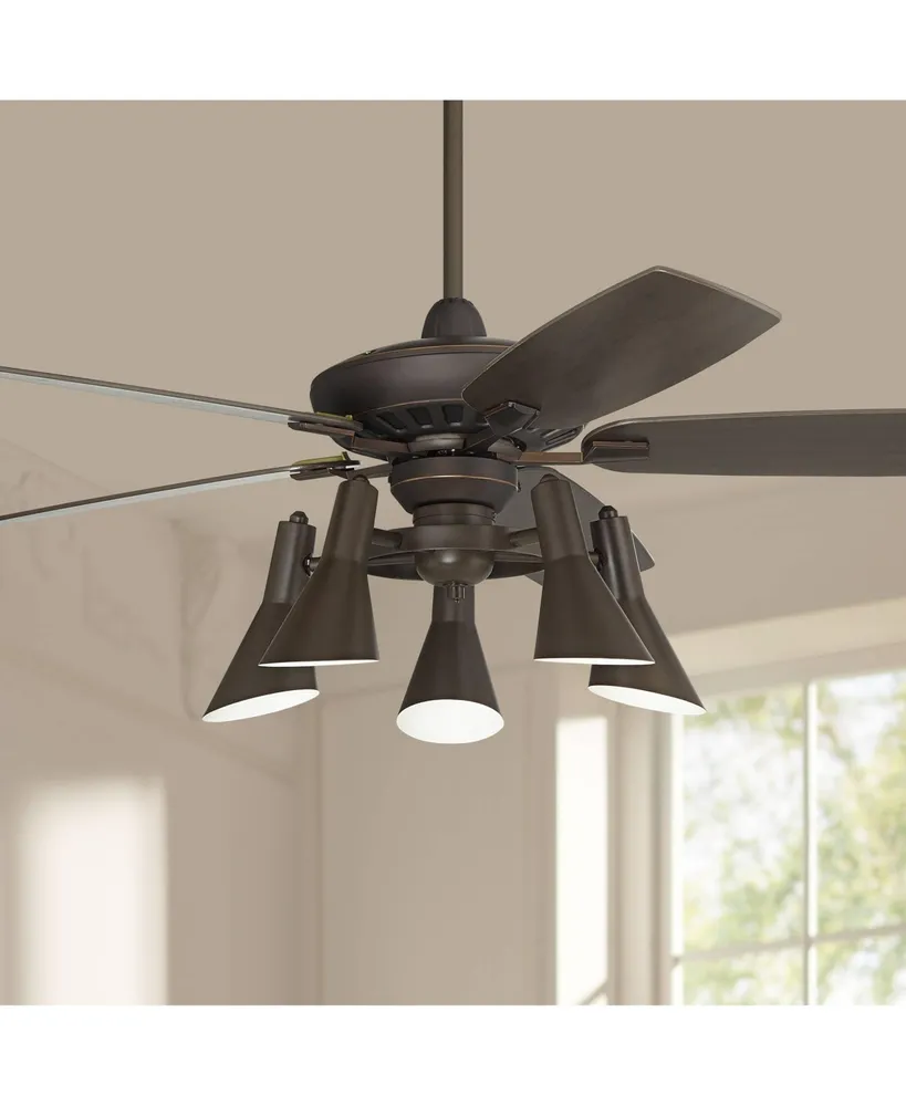 Casa Vieja 52" Journey Retro Indoor Ceiling Fan with Light Kit Led Dimmable Remote Control Oil Rubbed Bronze Adjustable 5-Light for House Bedroom Livi