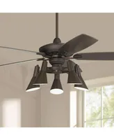 52" Journey Retro Indoor Ceiling Fan with Light Kit Led Dimmable Remote Control Oil Rubbed Bronze Adjustable 5-Light for House Bedroom Living Room Hom