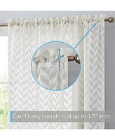 Hlc.me Herringbone Thick Semi Sheer Premium Rod Pocket Window Curtain Panels for Bedroom & Living Room