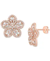 Effy Diamond Baguette & Round Flower Stud Earrings (1 ct. t.w.) in 14k Rose Gold