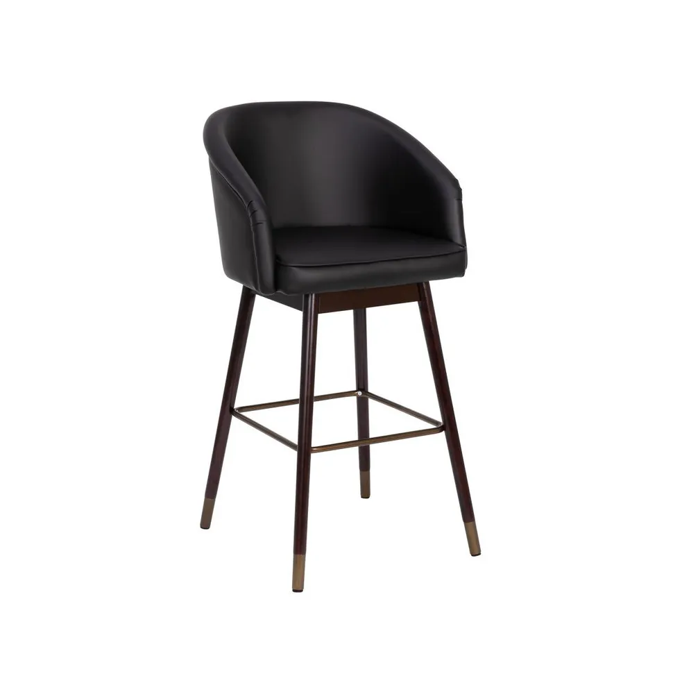 Temperance Modern Wood Frame Stool With Metallic Accents