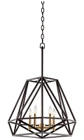 Franklin Iron Works Hawking Bronze Geometric Cage Pendant Chandelier Lighting 20" Wide Industrial 5-Light Fixture for Dining Room House Foyer Entryway