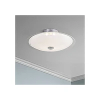 Possini Euro Design Glass Disk Modern Ceiling Light Semi-Flush Mount Fixture Chrome 15" Wide Clear Frosted Shade for House Bedroom Hallway Living Room