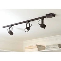 Pro Track Layna 3-Head Led Ceiling or Wall Track Light Fixture Kit Linear Bullet Spot-Light GU10 Dimmable Brown Bronze Finish Metal Modern Kitchen Bat