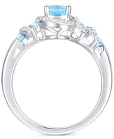 Blue Topaz (1-1/10 ct. t.w.) & Lab Grown White Sapphire (1/4 ct. t.w.) Ring in Sterling Silver