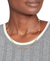 Tommy Hilfiger Stainless Steel Metallic Orb Station Necklace, 16" + 2" extender