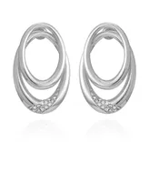 Vince Camuto Silver-Tone Glass Stone Double Hoop Earrings