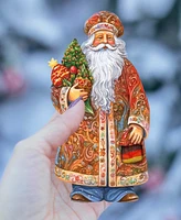 Designocracy Traveling Santa Wooden Ornaments Set of 3 by G.DeBrekht