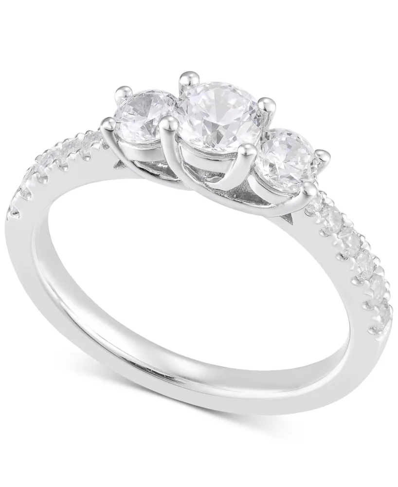 Diamond Three Stone Engagement Ring (1/2 ct. t.w.) in 14k White Gold