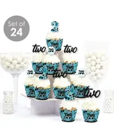 Two Cool - Boy Blue 2nd Birthday Cupcake Wrappers and Treat Picks Kit Set of 24