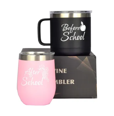 Teacher Gift Tumbler for Women, Insulated Mug for Teachers, 20oz Capacity "Before School" and "After School"