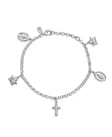 Bling Jewelry Protection Religious Medal Multi Virgin Mary Cross Angels Dangle Charm Bracelet For Women For Sterling Silver