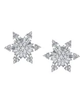 Holiday Party Art Deco Style Christmas Frozen Winter Aaa Cubic Zirconia Encrusted Cz Snowflake Stud Earrings For Women Teen .925 Sterling Silver