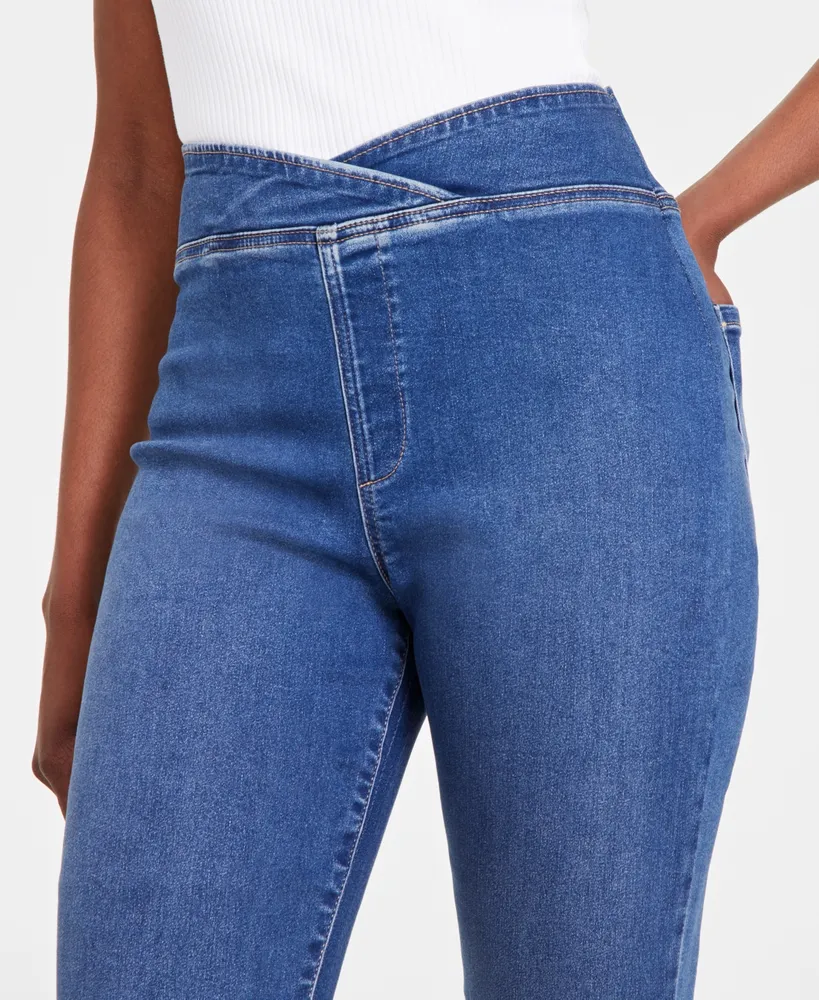 I.n.c. International Concepts Women's High Rise Asymmetrical-Waist Bootcut Jeans, Created for Macy's