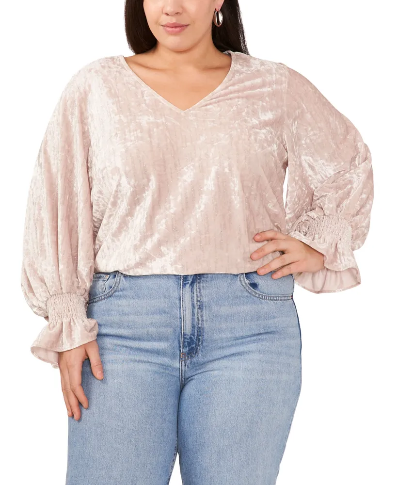 Vince Camuto Plus Size Blouson Sleeve Velvet Top