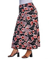 24seven Comfort Apparel Plus Size Floral Maxi Skirt